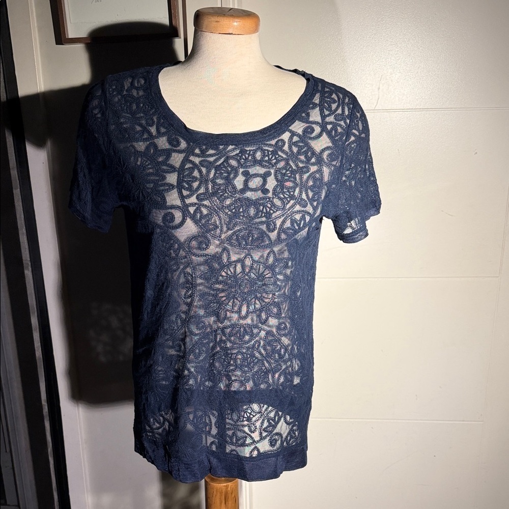 Elegant Navy Lace Women Top